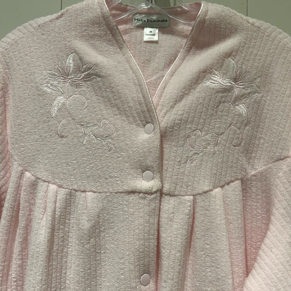 Miss Elaine Pink Long Sleeve Robe Size M - Picture 3 of 7